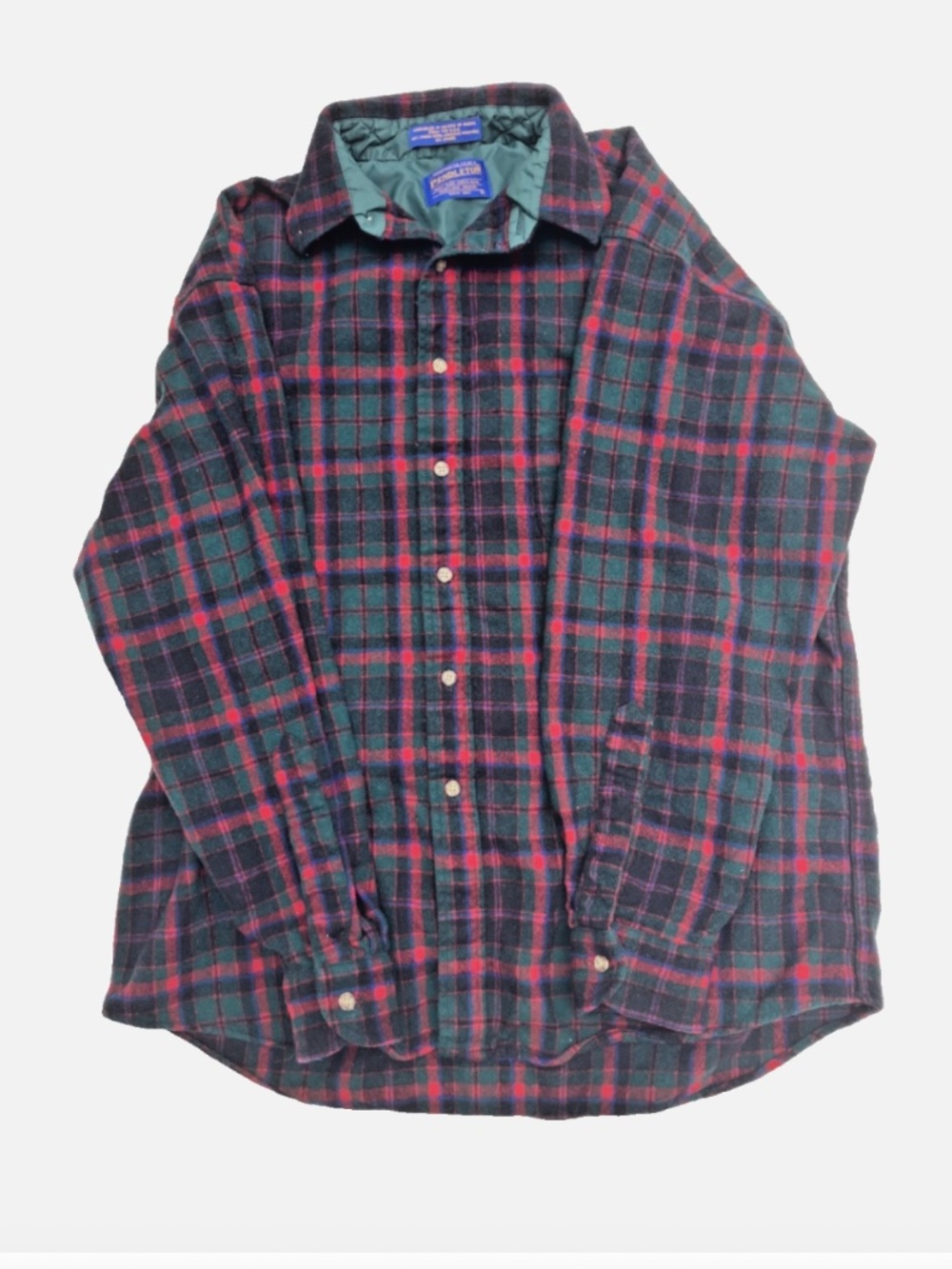 Vintage Pendleton Men’s L 100% Virgin Wool Plaid Flannel Shirt Red Green